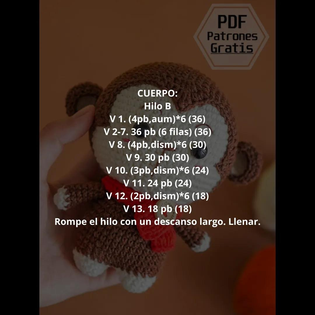 Patrón Gratis Mono Amigurumi: Guía Paso a Paso con Materiales y Abreviaturas