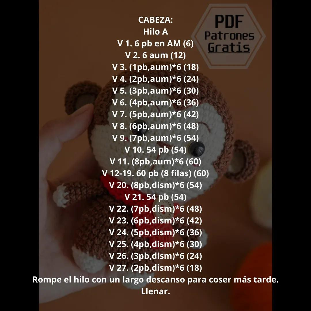 Patrón Gratis Mono Amigurumi: Guía Paso a Paso con Materiales y Abreviaturas