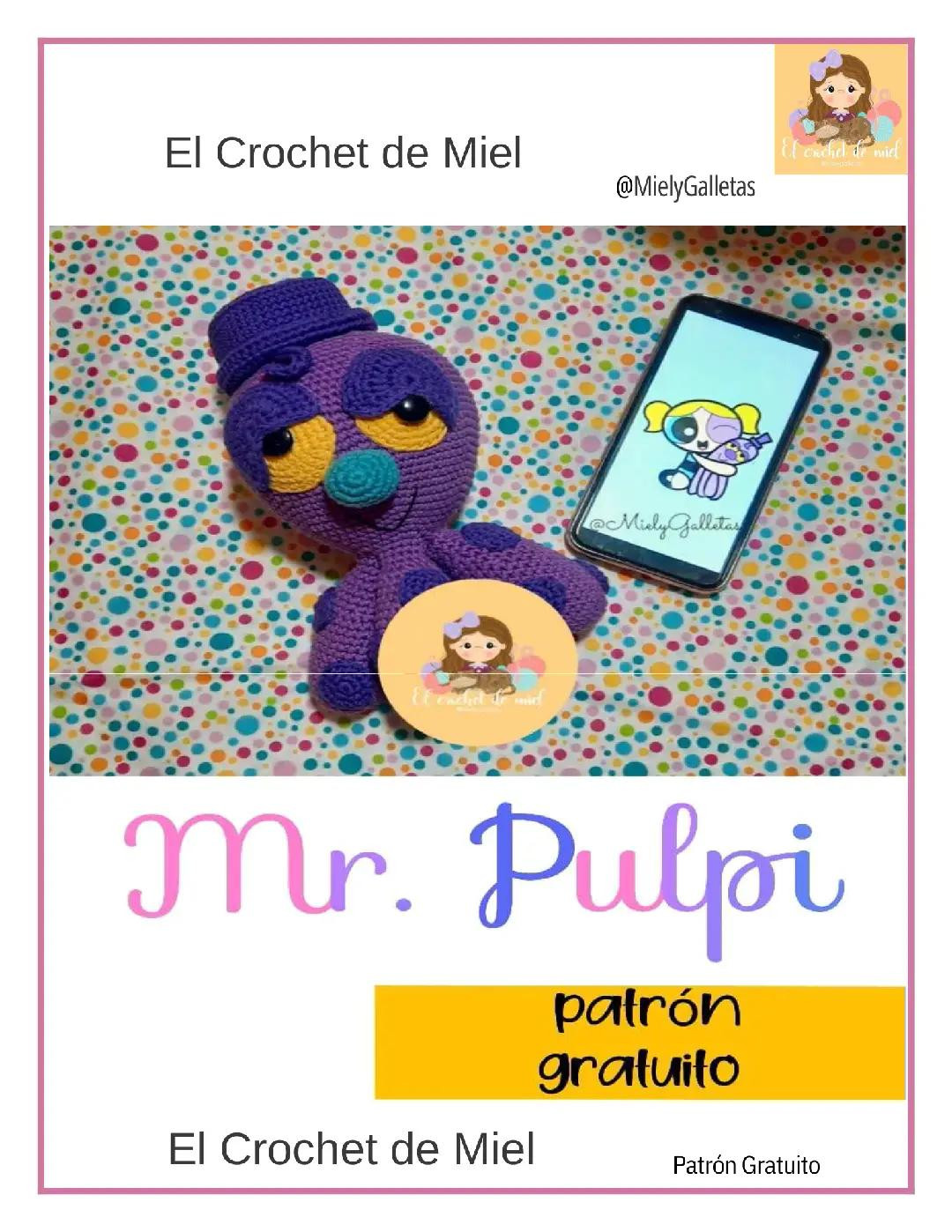 Patrón Gratis Mr. Pulpi: Búp bê mực tím móc len amigurumi