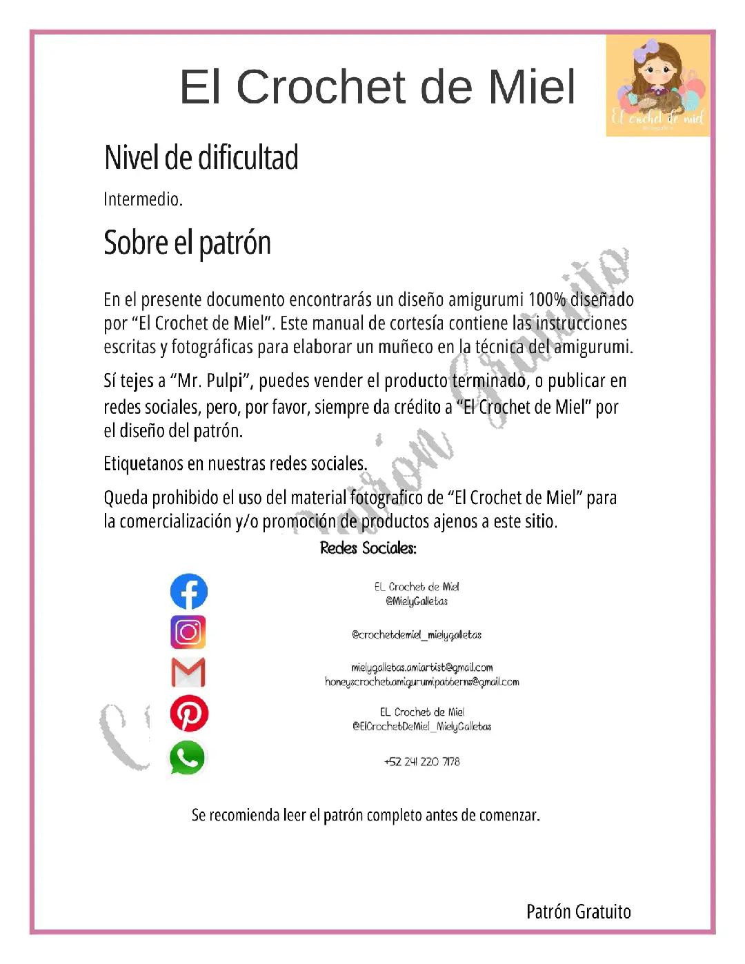 Patrón Gratis Mr. Pulpi: Búp bê mực tím móc len amigurumi