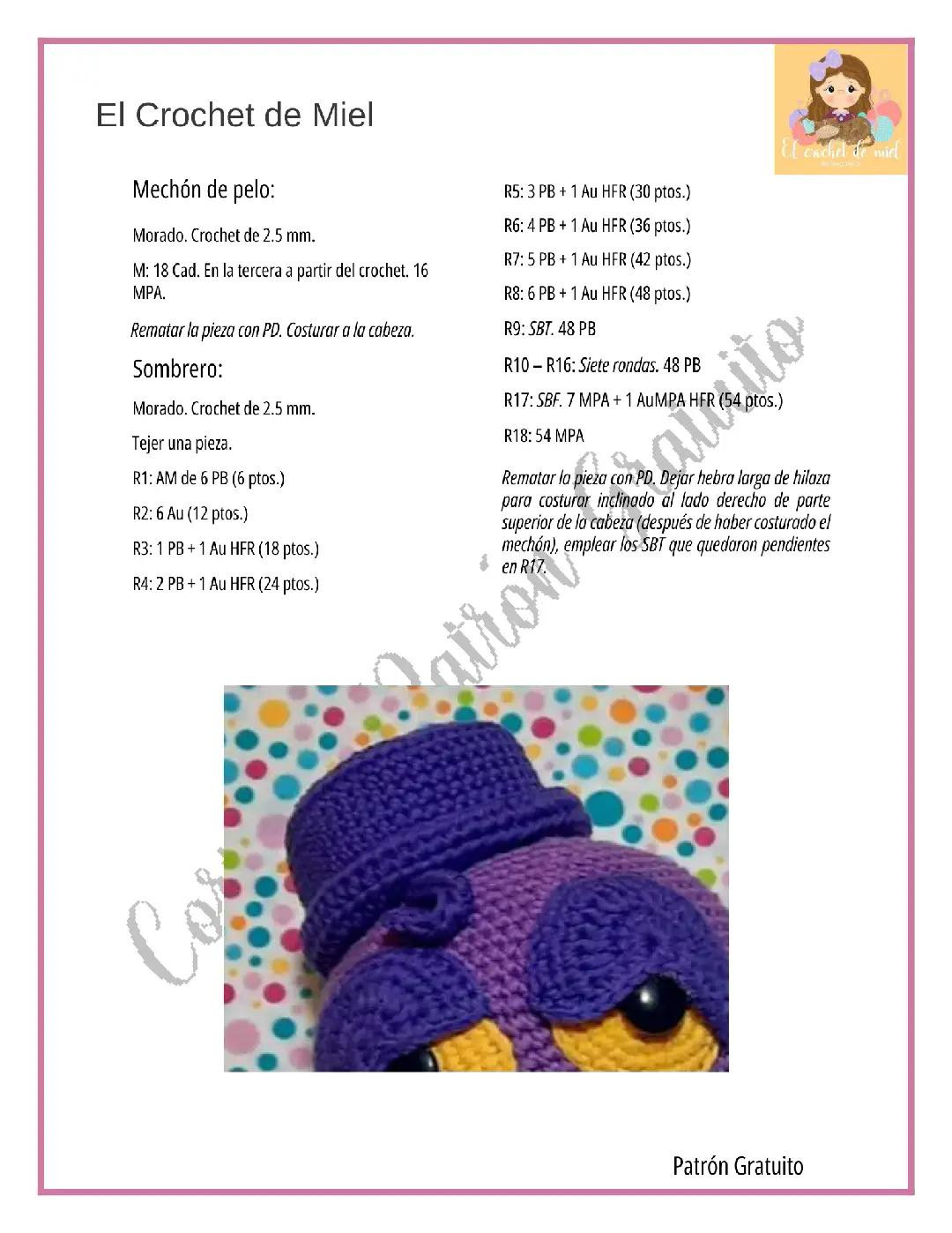 Patrón Gratis Mr. Pulpi: Búp bê mực tím móc len amigurumi