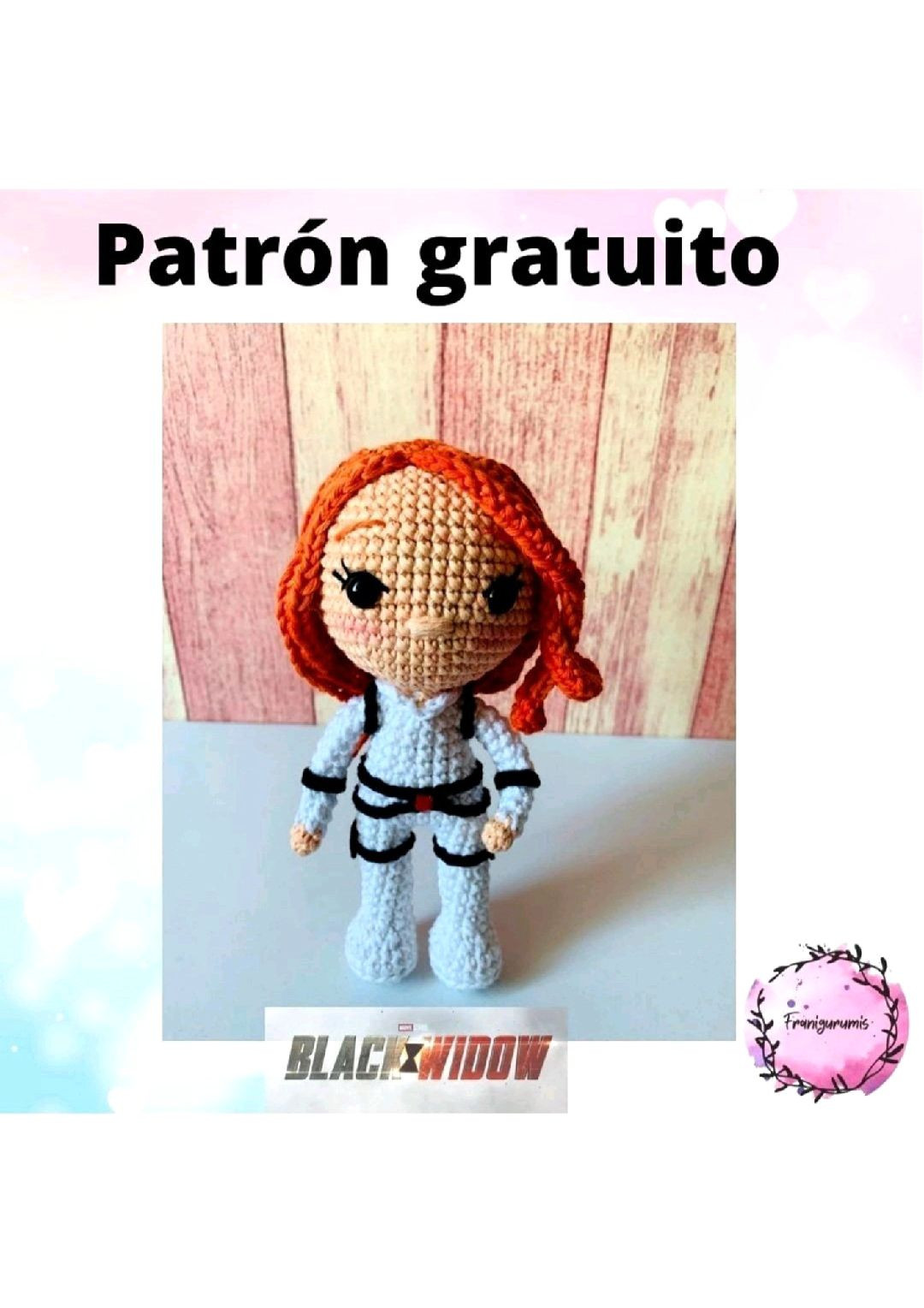 Patrón Gratis Muñeca Amigurumi Black Widow con Pelo Rojo