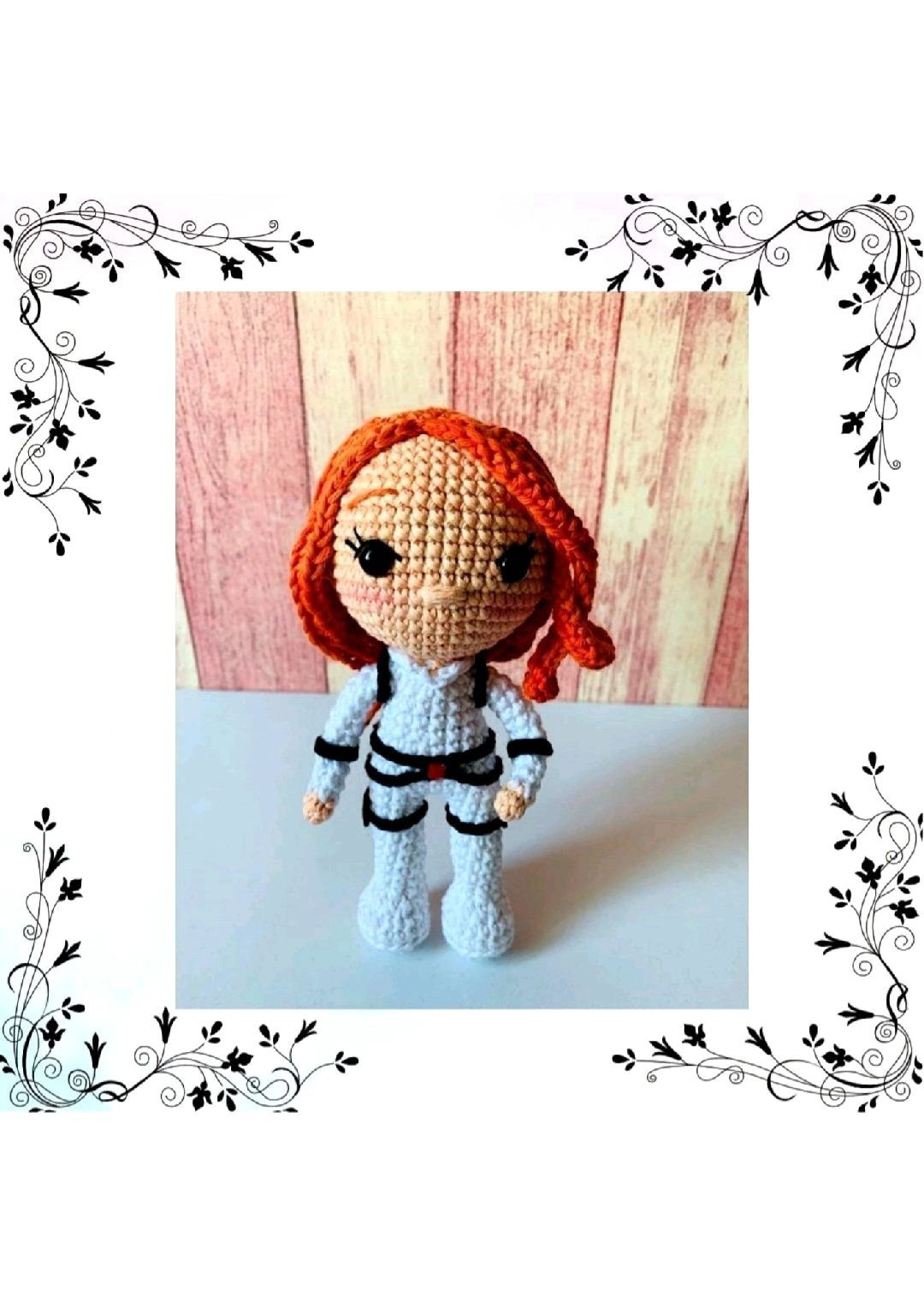 Patrón Gratis Muñeca Amigurumi Black Widow con Pelo Rojo