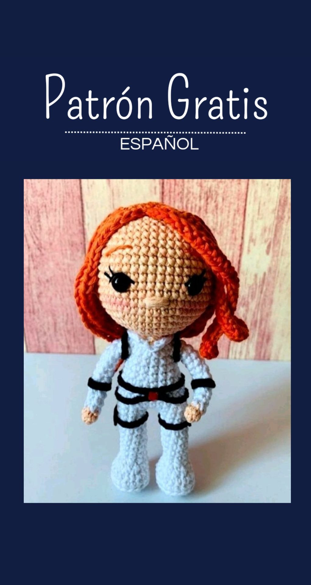 Patrón Gratis Muñeca Amigurumi Black Widow con Pelo Rojo