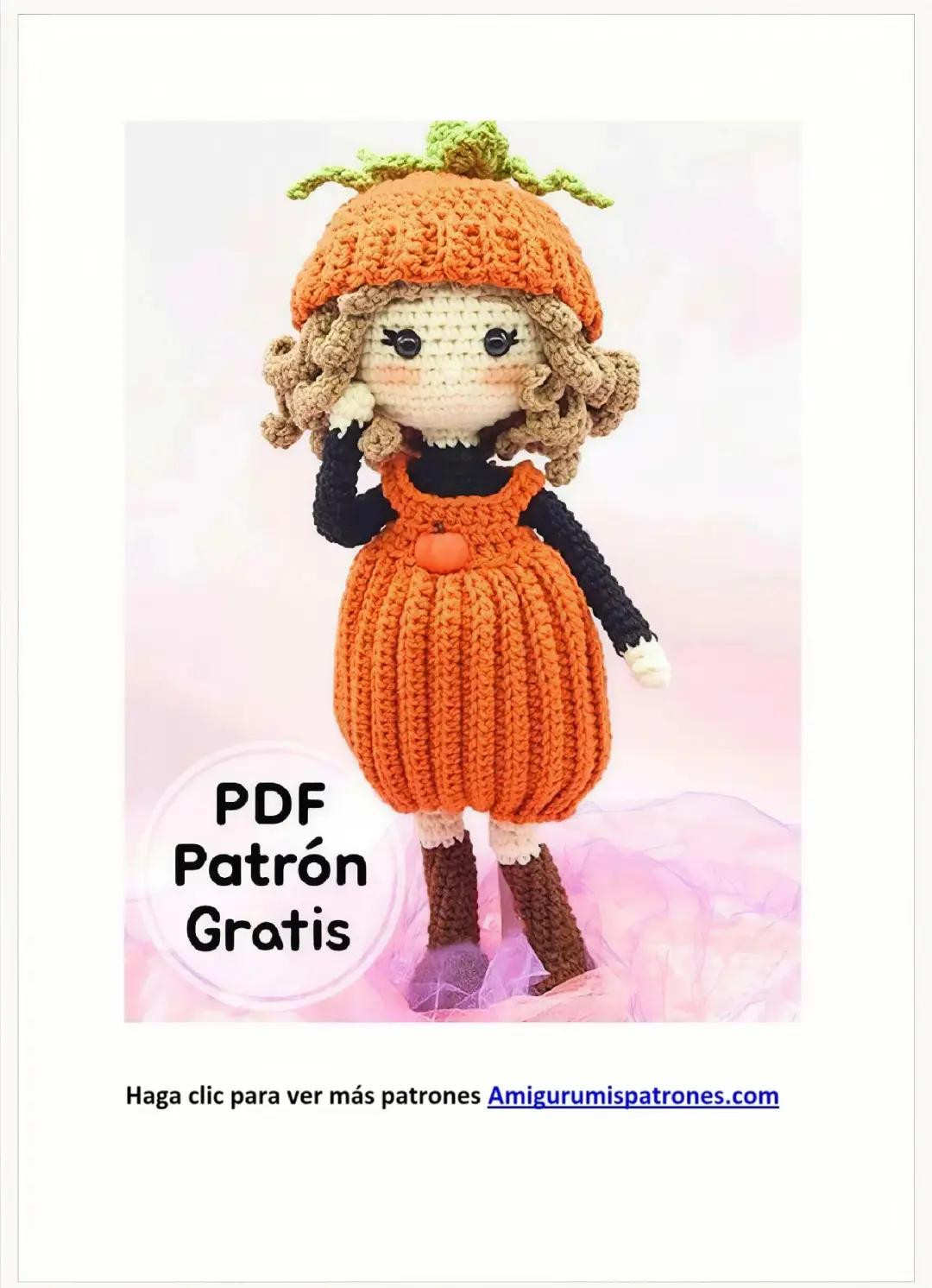 Patrón Gratis Muñeca Amigurumi Calabaza Halloween PDF