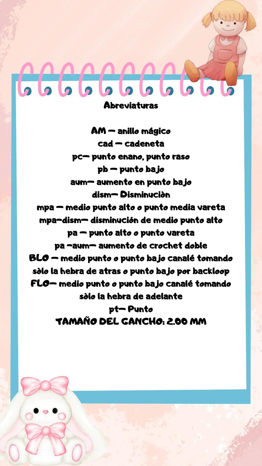 Patron gratis muñeca conejito amigurumi con orejas rosas y ojos grandes