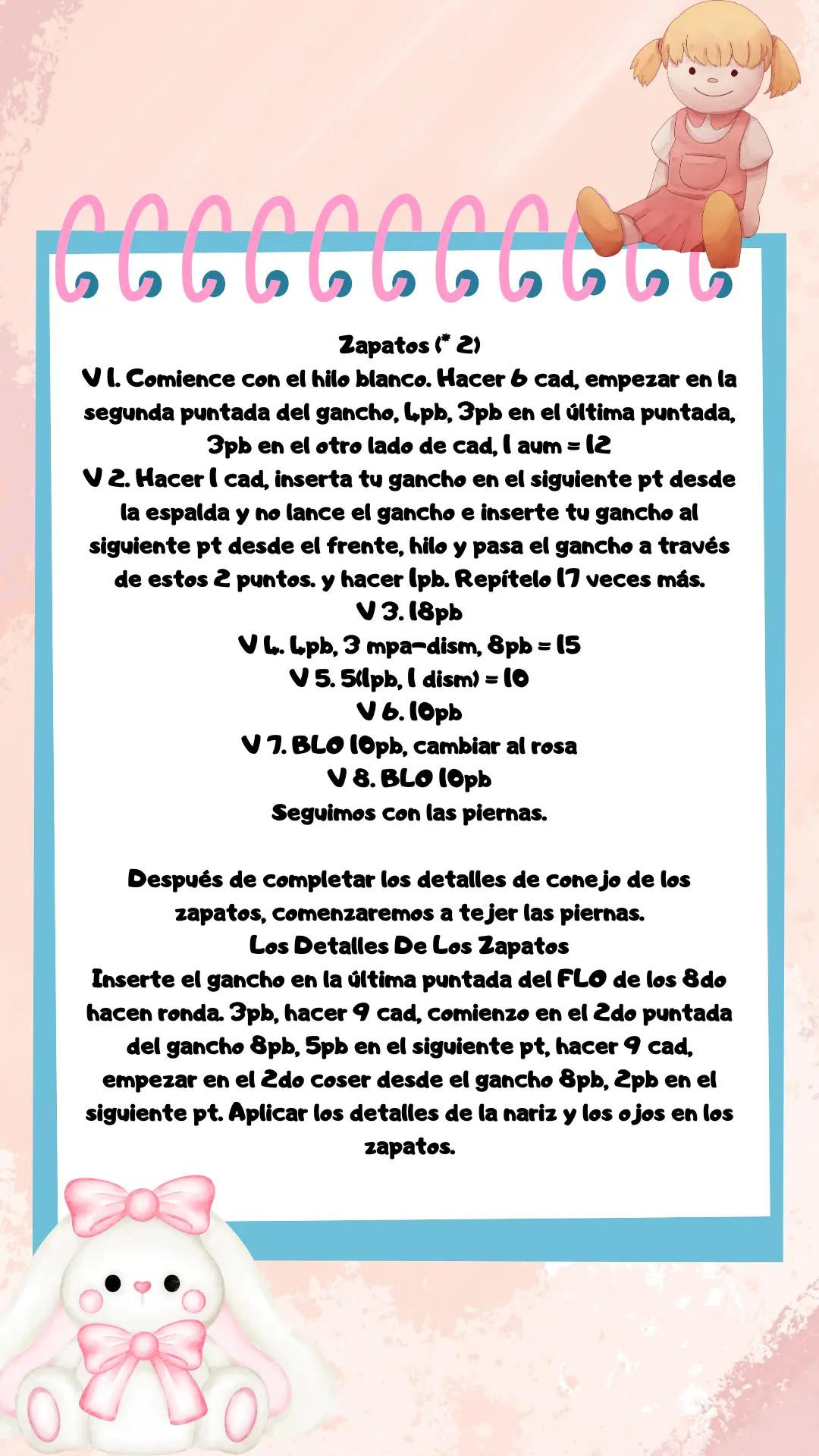 Patron gratis muñeca conejito amigurumi con orejas rosas y ojos grandes