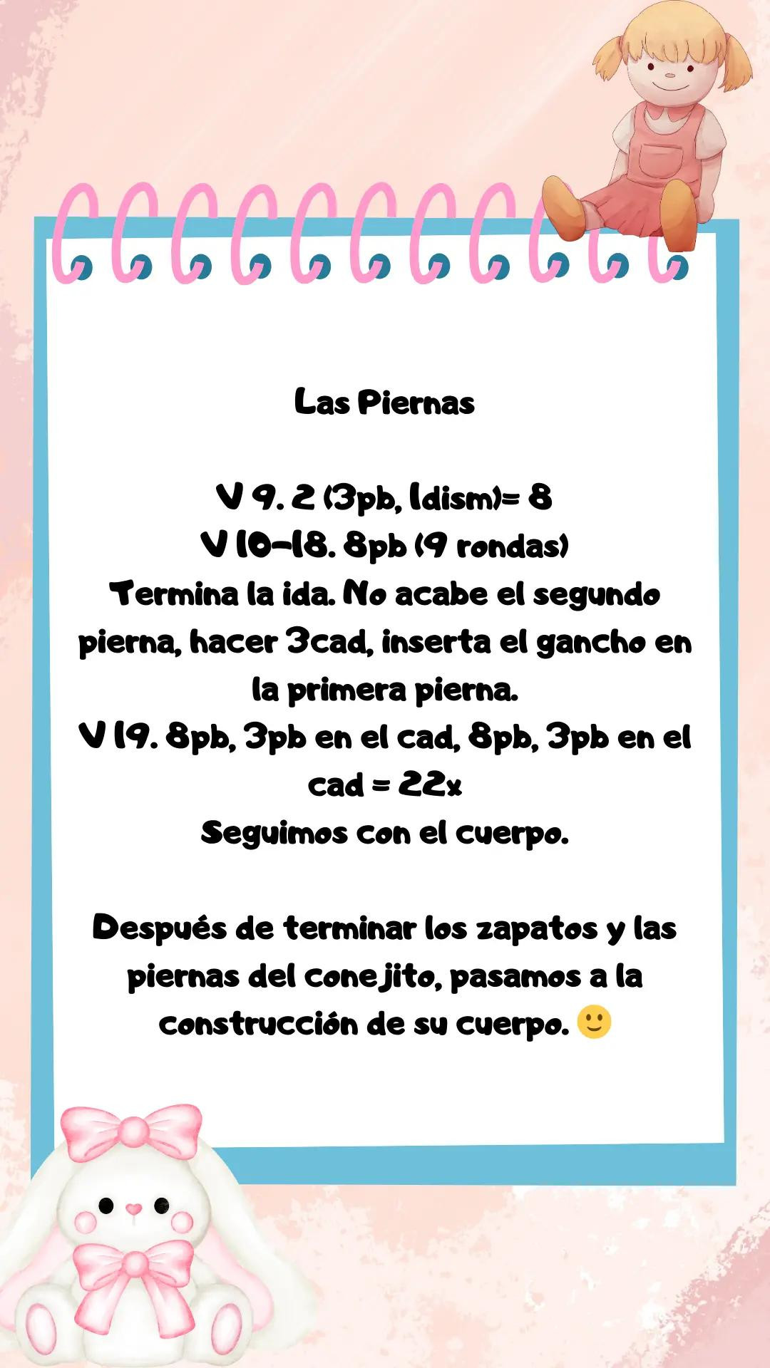 Patron gratis muñeca conejito amigurumi con orejas rosas y ojos grandes