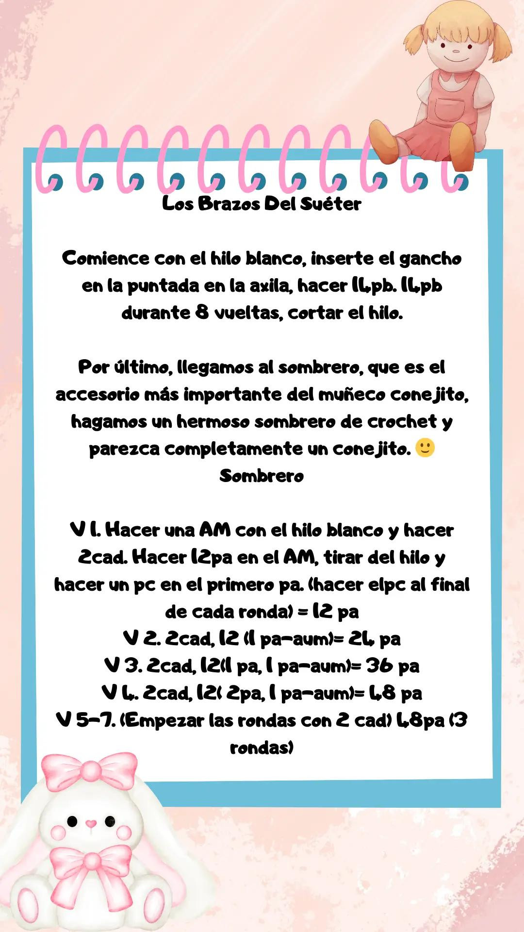 Patron gratis muñeca conejito amigurumi con orejas rosas y ojos grandes