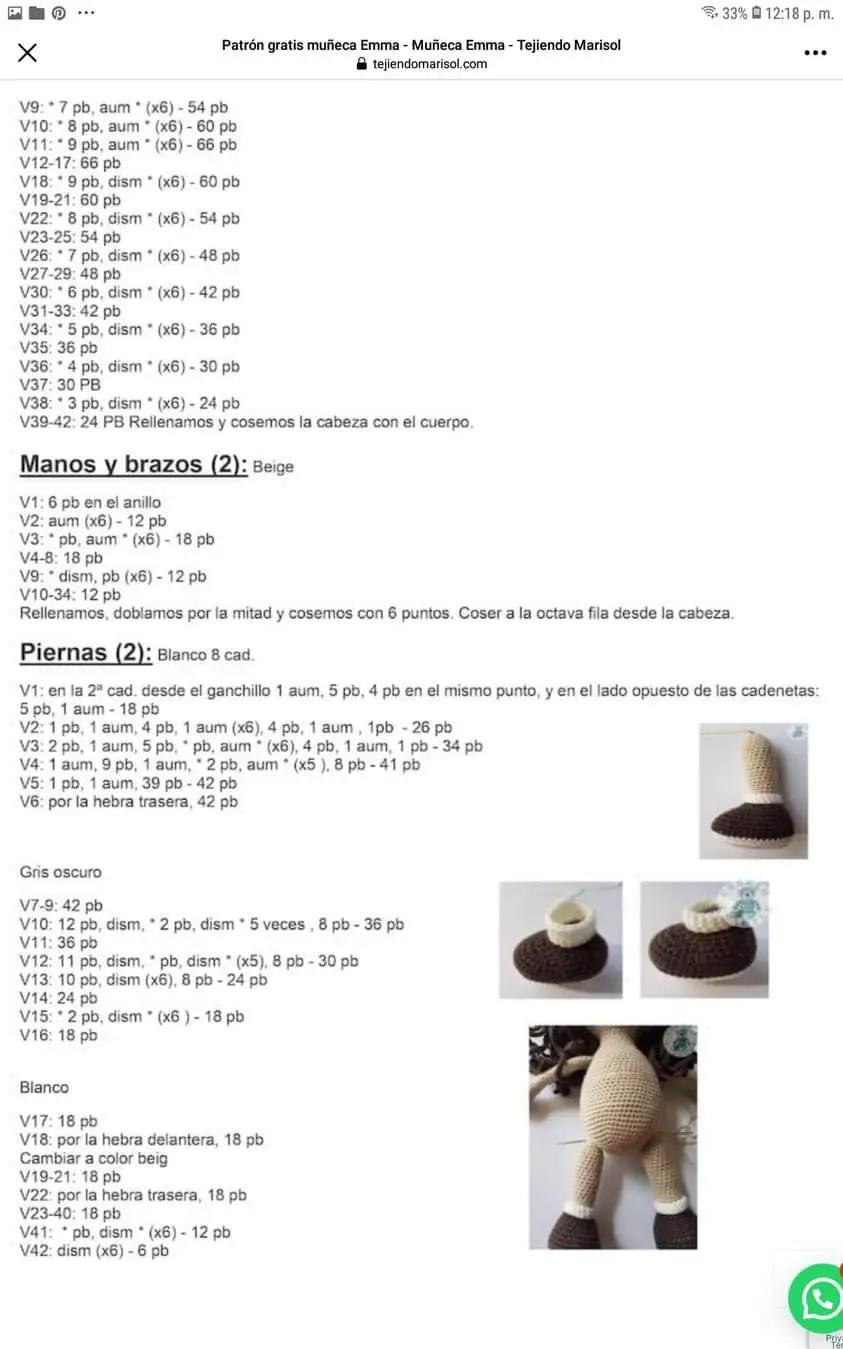 Patrón Gratis Muñeca Emma - Amigurumi con Sombrero y Vestido Rosa