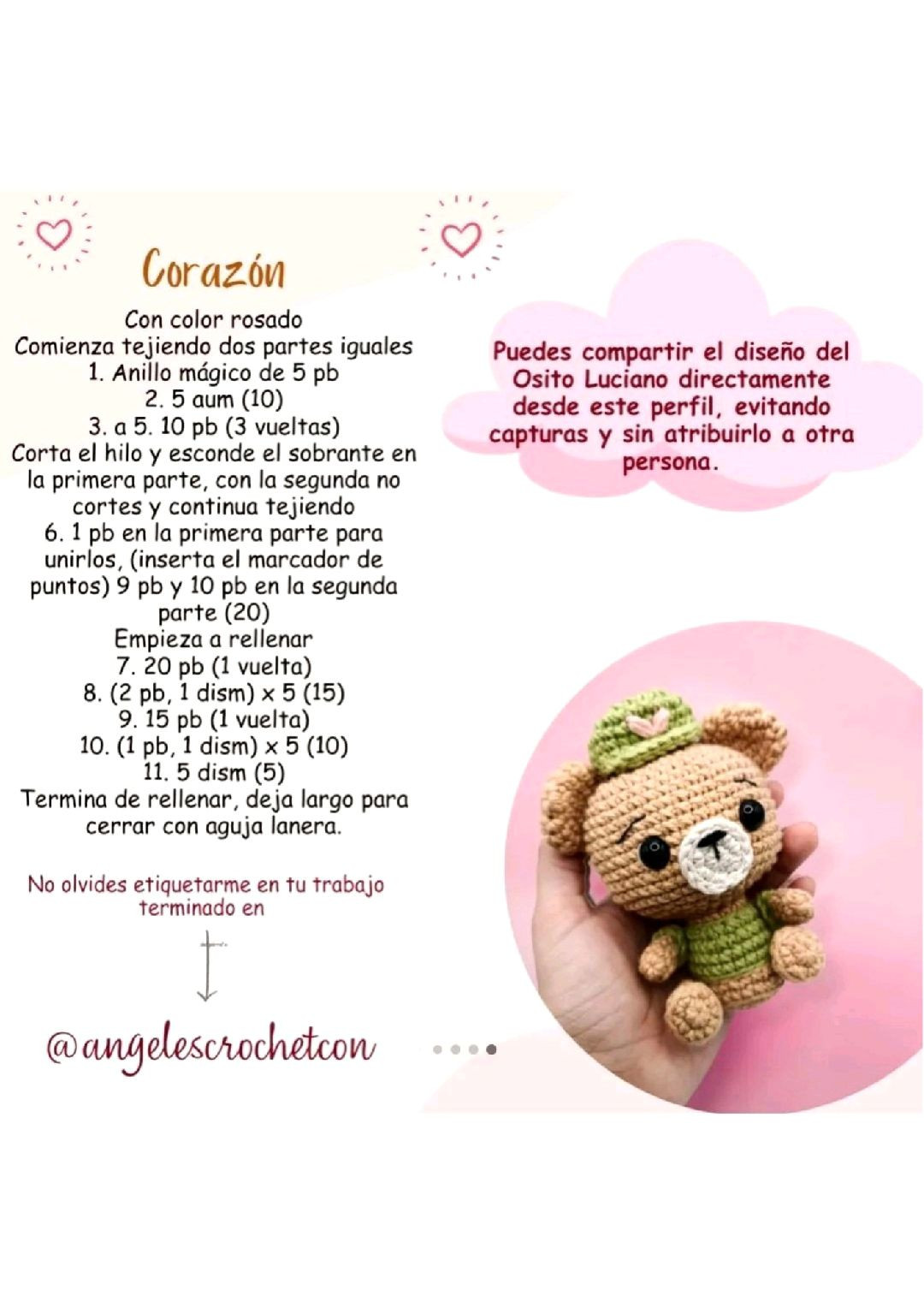 Patrón Gratis Osito Luciano Amigurumi con Corazón