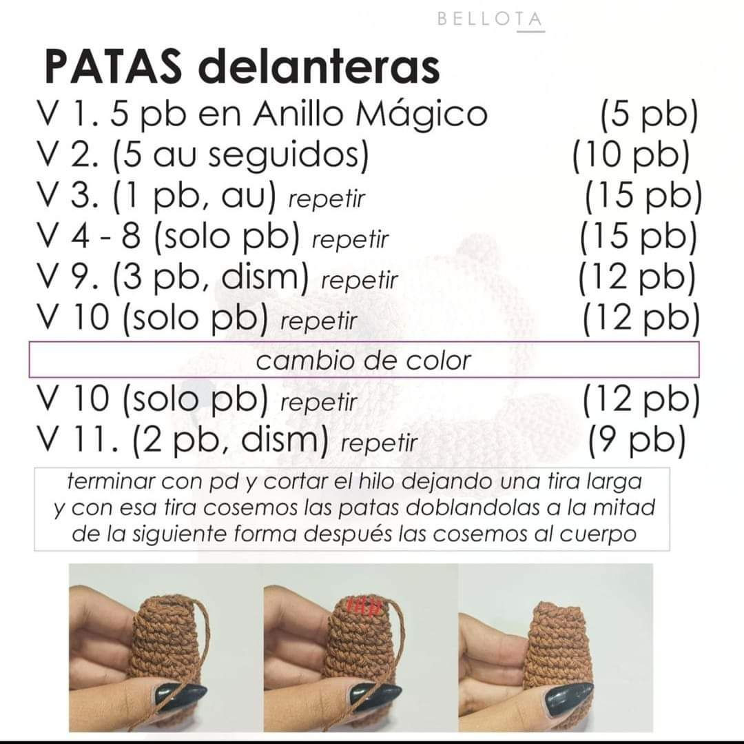 Patrón Gratis Oso Acostado Crochet Amigurumi