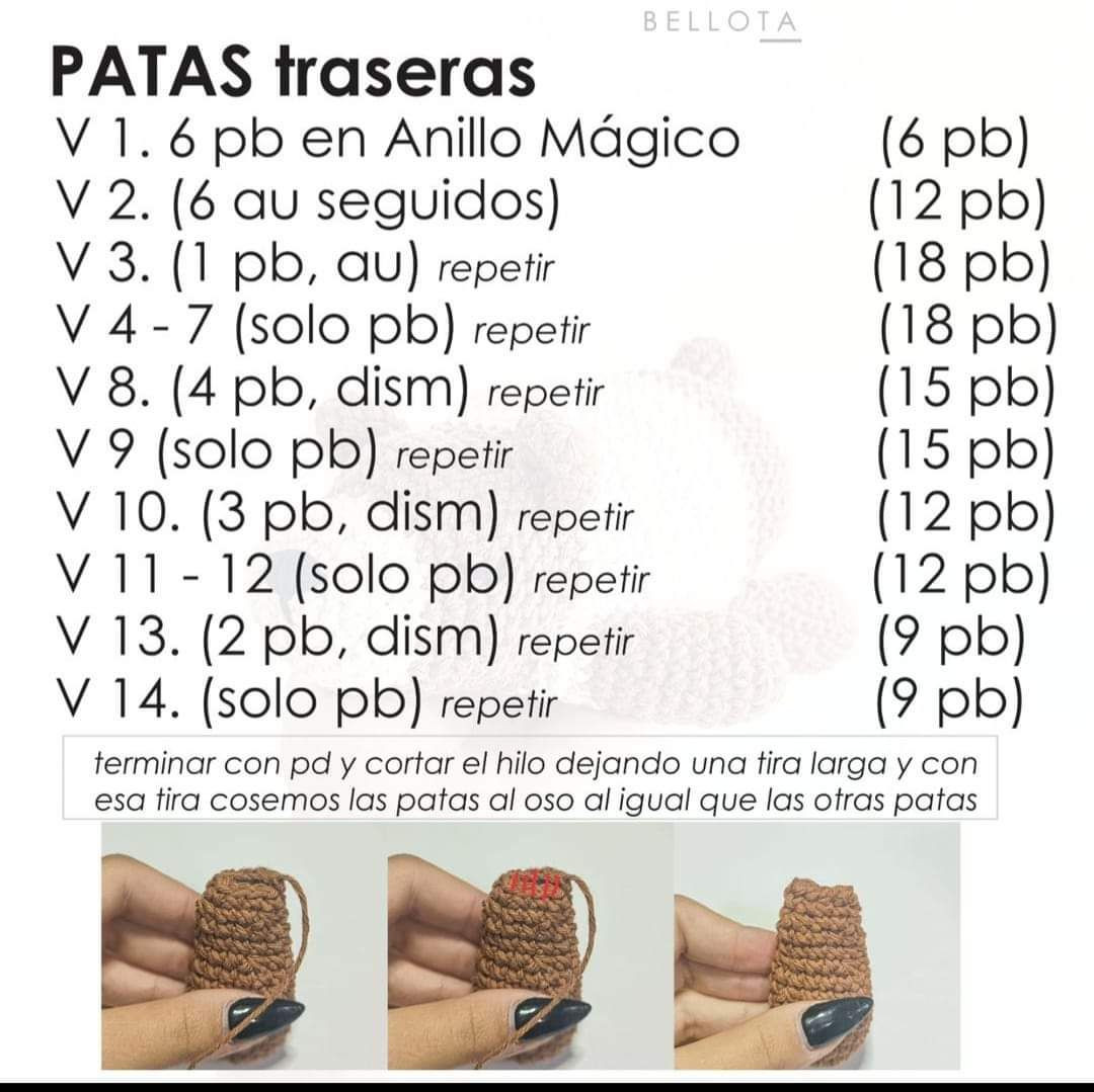 Patrón Gratis Oso Acostado Crochet Amigurumi