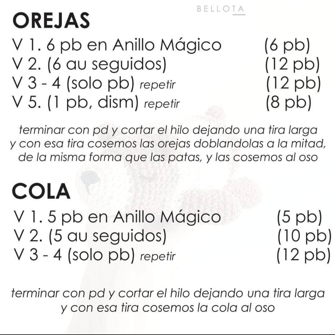 Patrón Gratis Oso Acostado Crochet Amigurumi