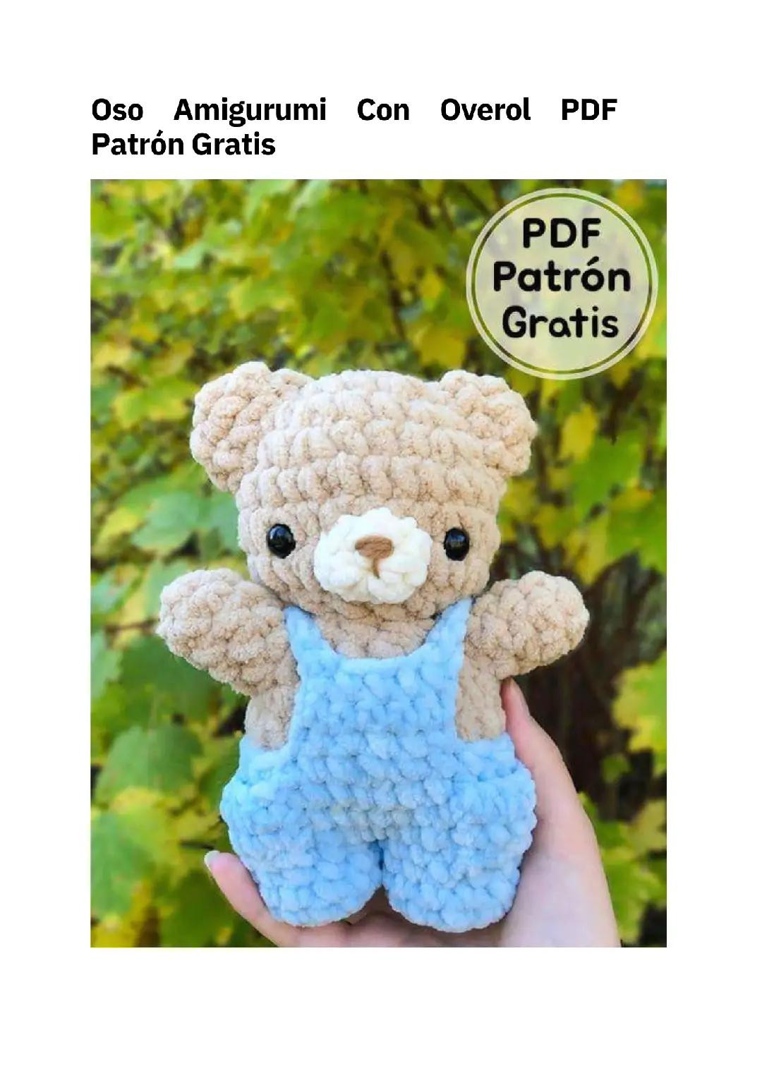 Patrón Gratis Oso Amigurumi Con Overol Azul PDF