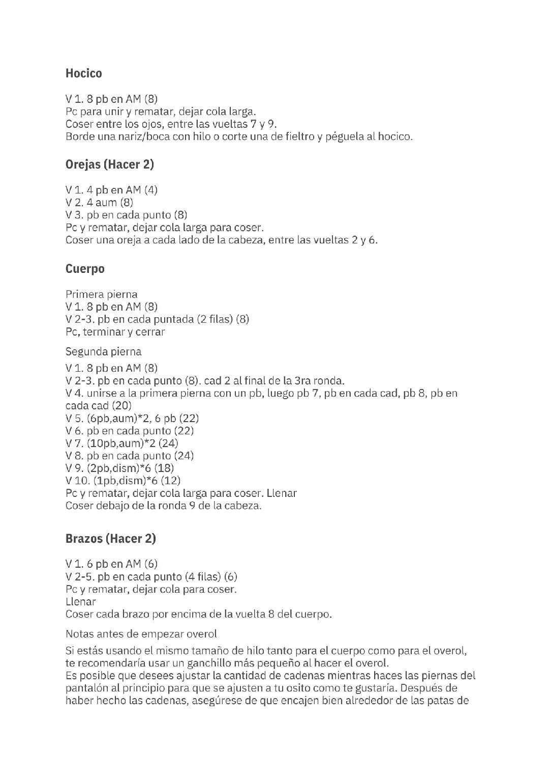 Patrón Gratis Oso Amigurumi Con Overol Azul PDF