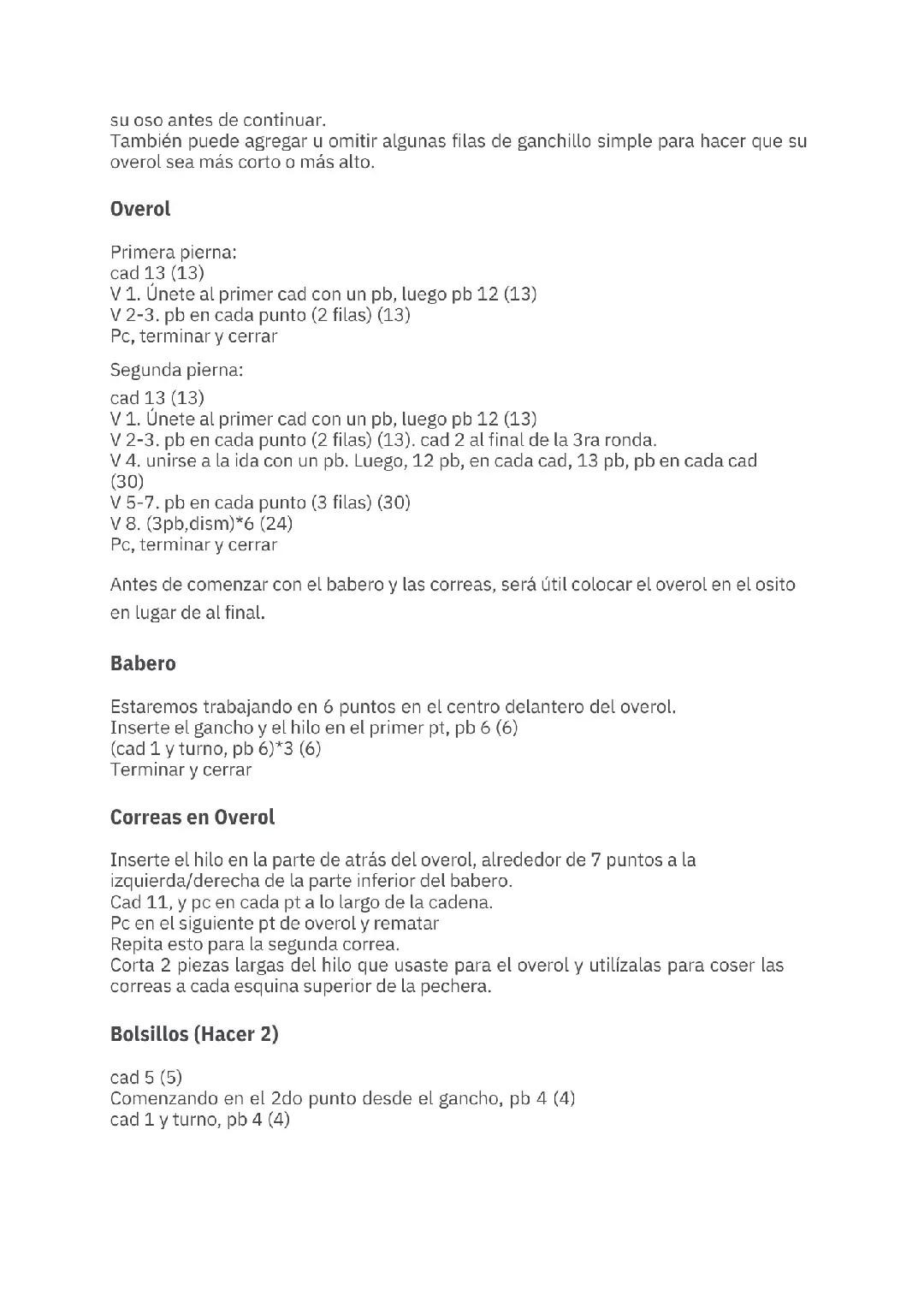 Patrón Gratis Oso Amigurumi Con Overol Azul PDF