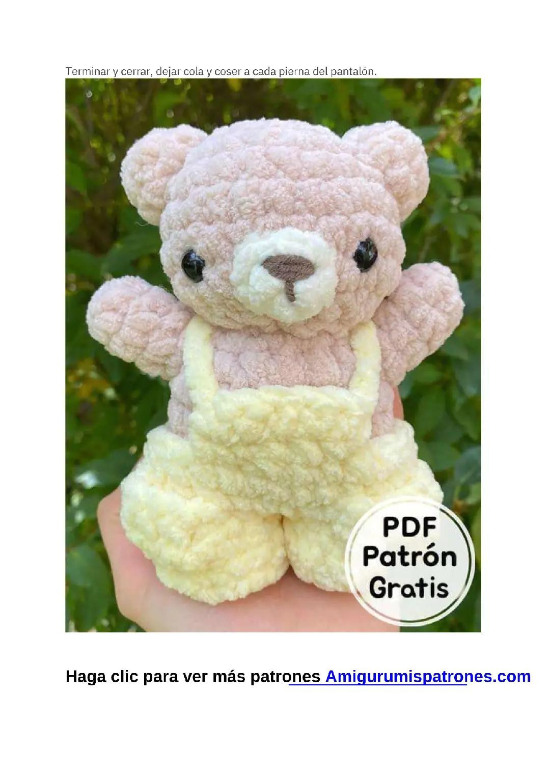 Patrón Gratis Oso Amigurumi Con Overol Azul PDF
