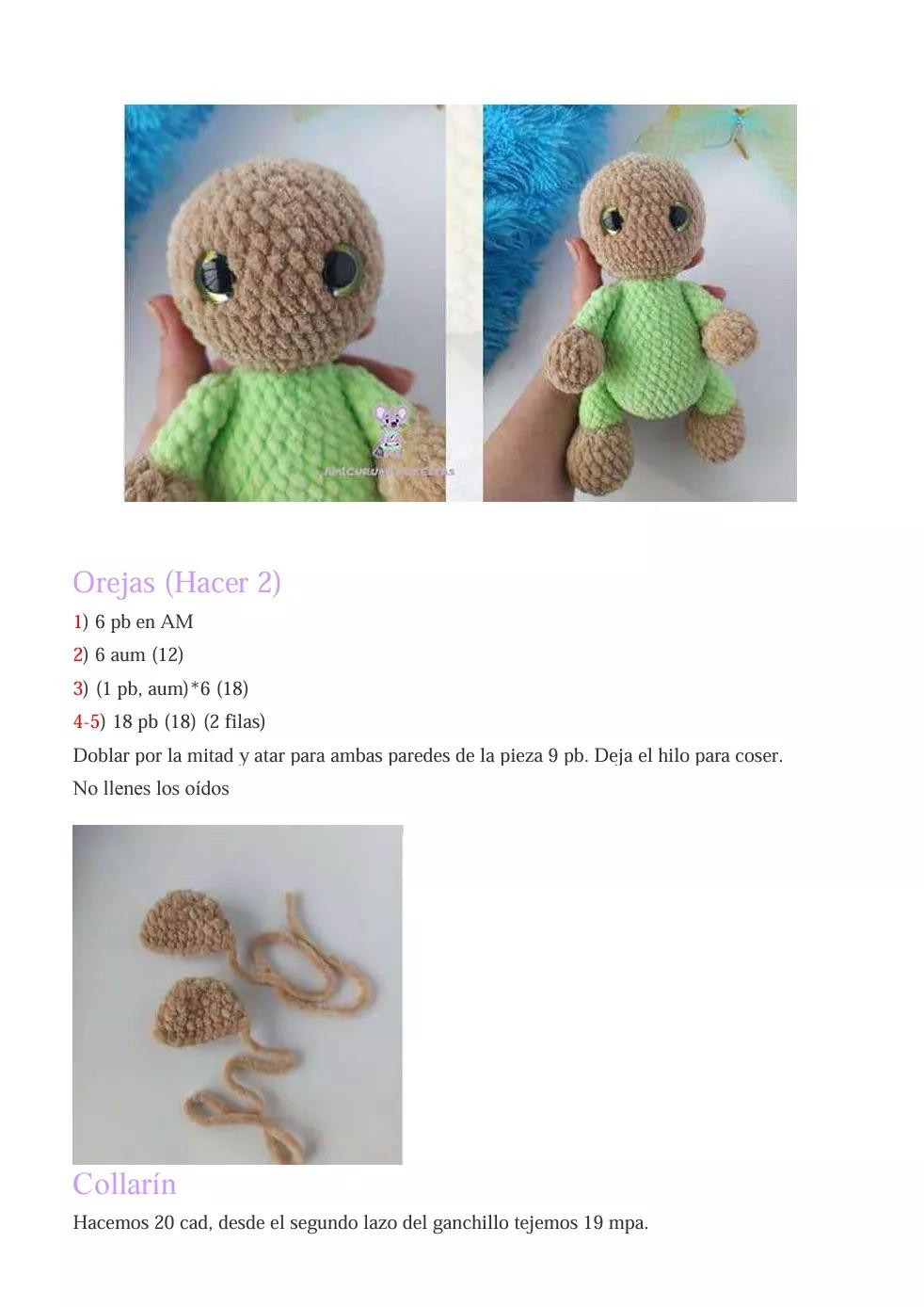 Patrón Gratis Oso Amigurumi con Pijama y Gorro