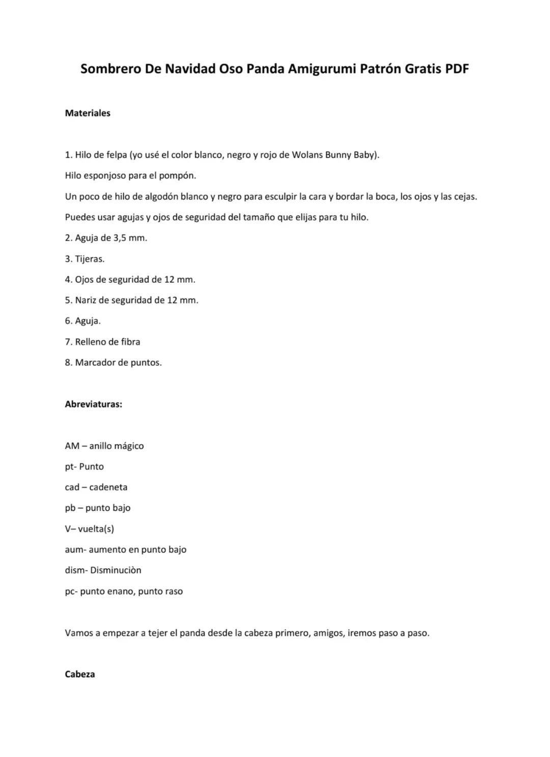 Patrón Gratis Oso Panda Amigurumi con Sombrero de Navidad