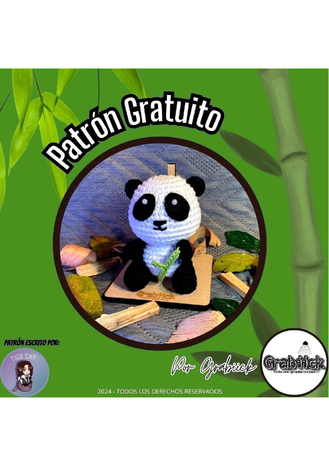 Patrón Gratis Panda Amigurumi con Bambú