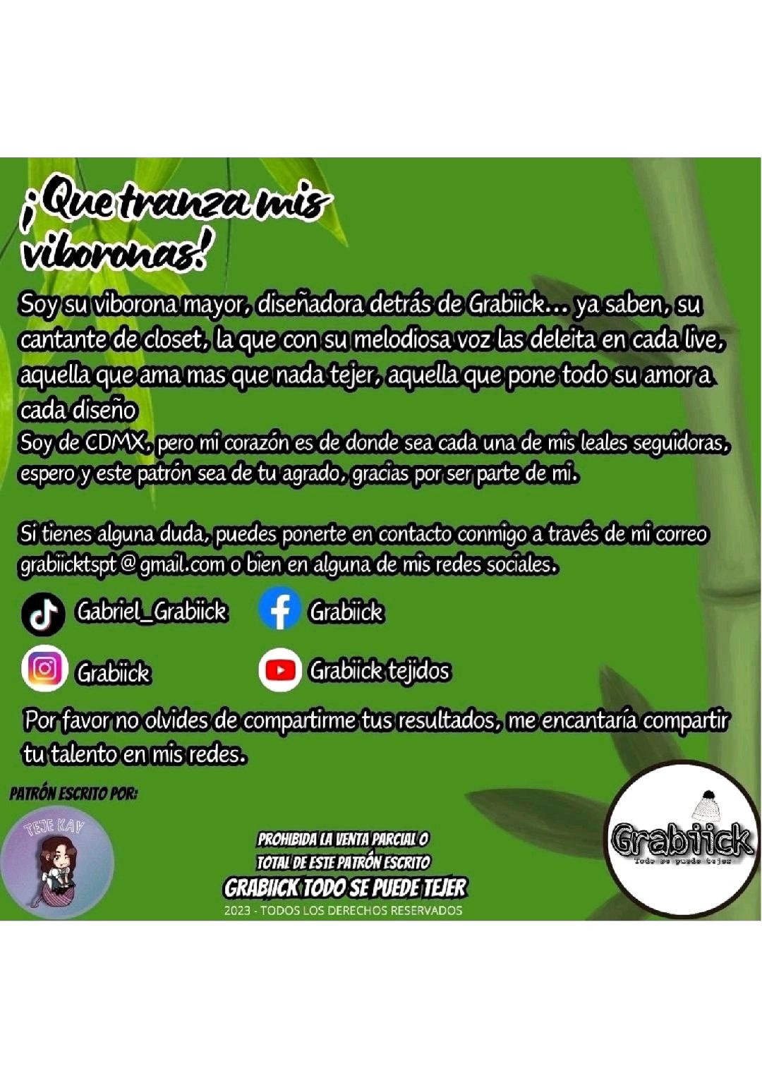 Patrón Gratis Panda Amigurumi con Bambú