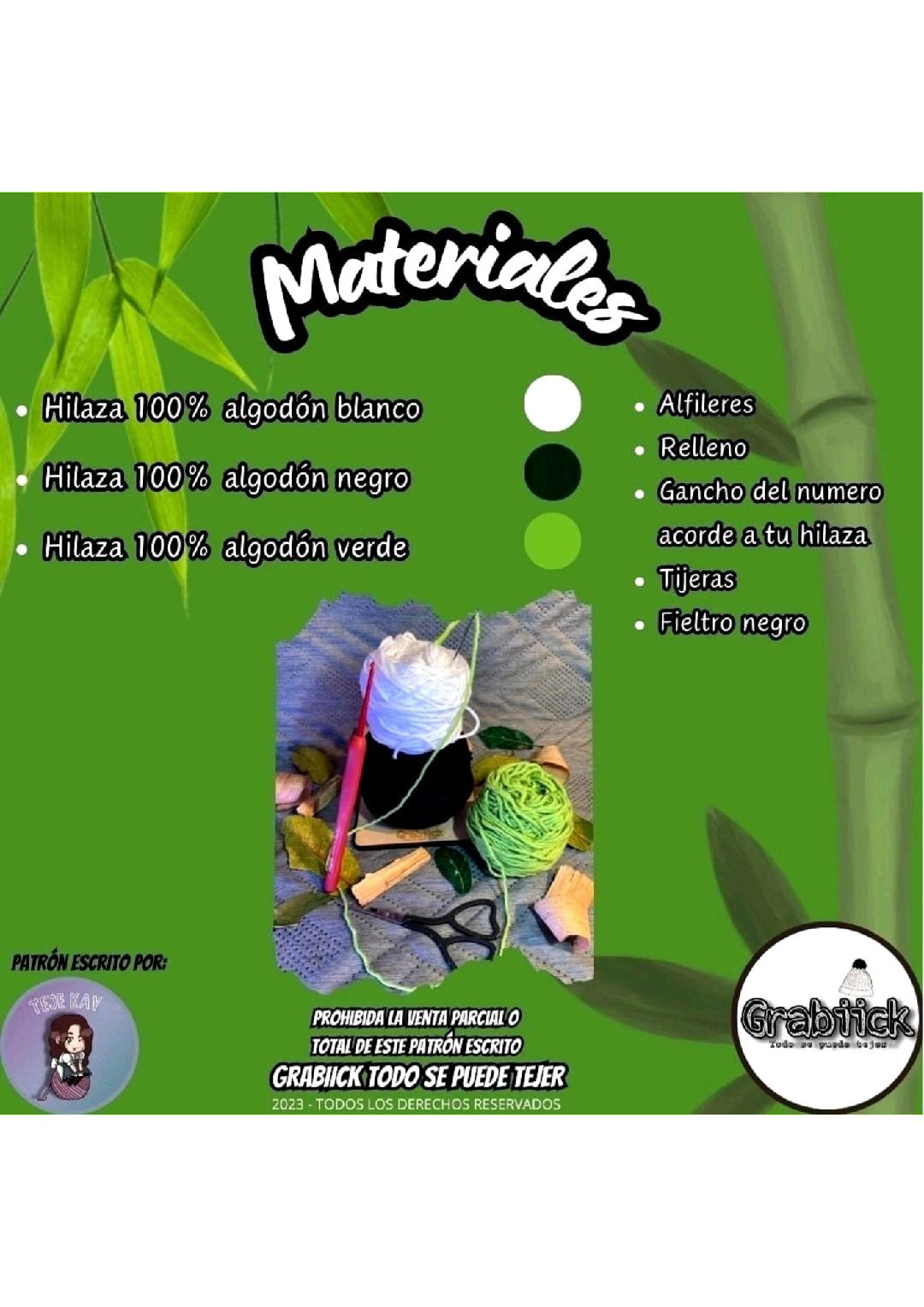 Patrón Gratis Panda Amigurumi con Bambú