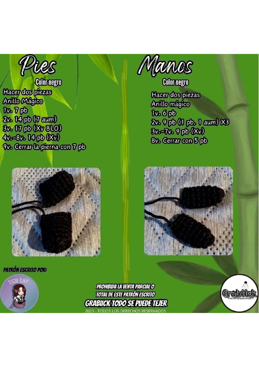 Patrón Gratis Panda Amigurumi con Bambú