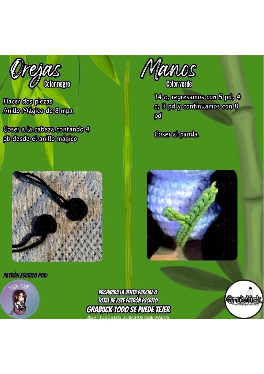 Patrón Gratis Panda Amigurumi con Bambú