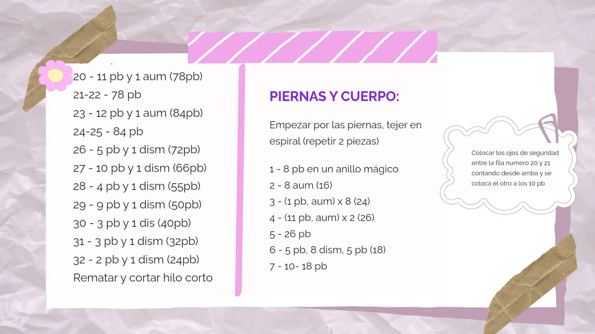 Patrón gratis para amigurumi de Winnie the Pooh con materiales y abreviaturas