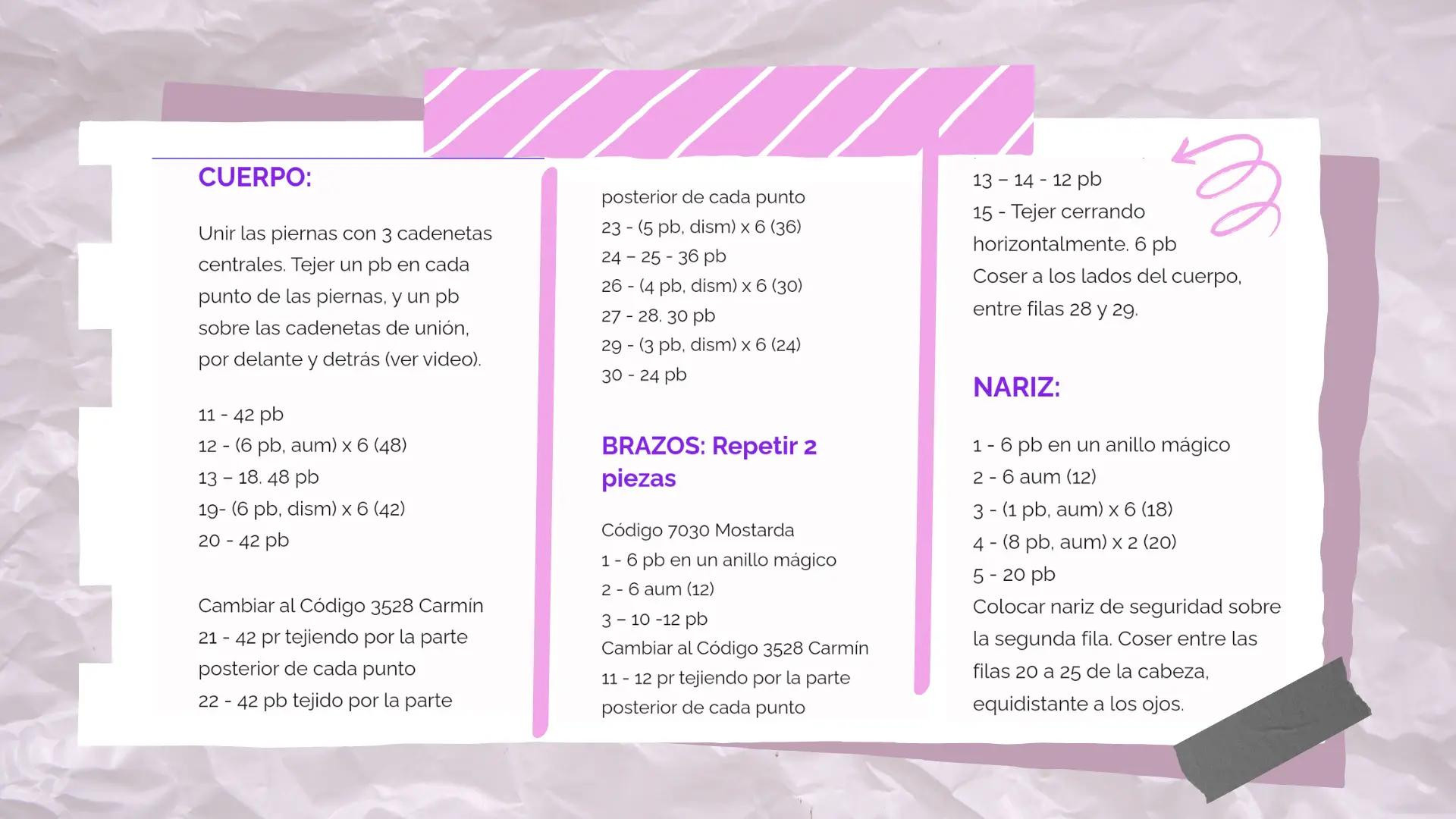 Patrón gratis para amigurumi de Winnie the Pooh con materiales y abreviaturas