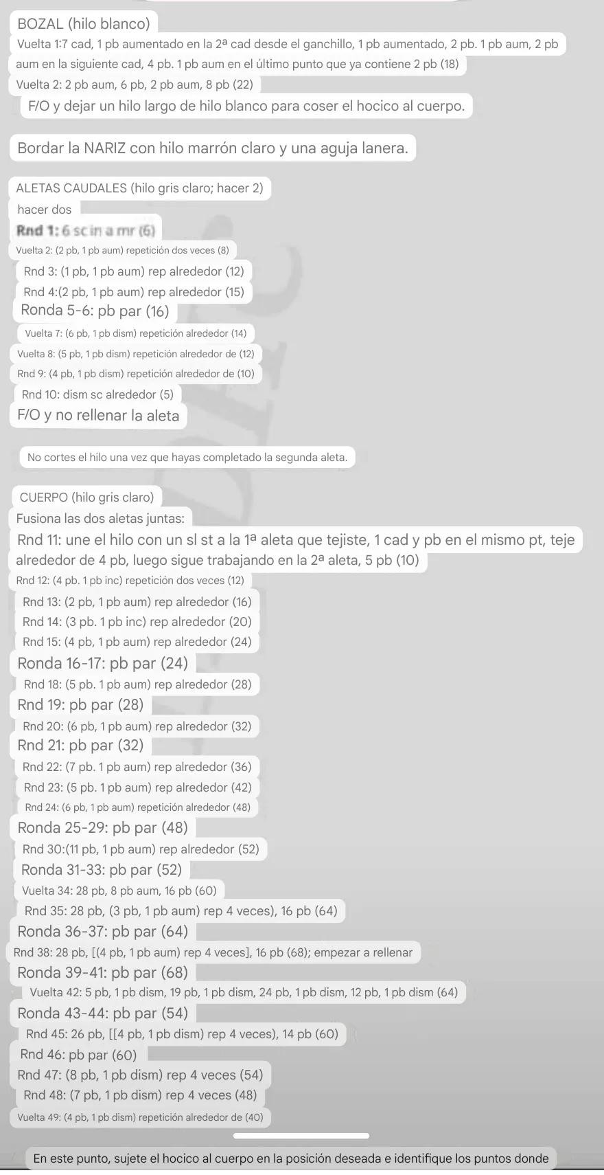 Patrón gratis para hacer foca gris amigurumi