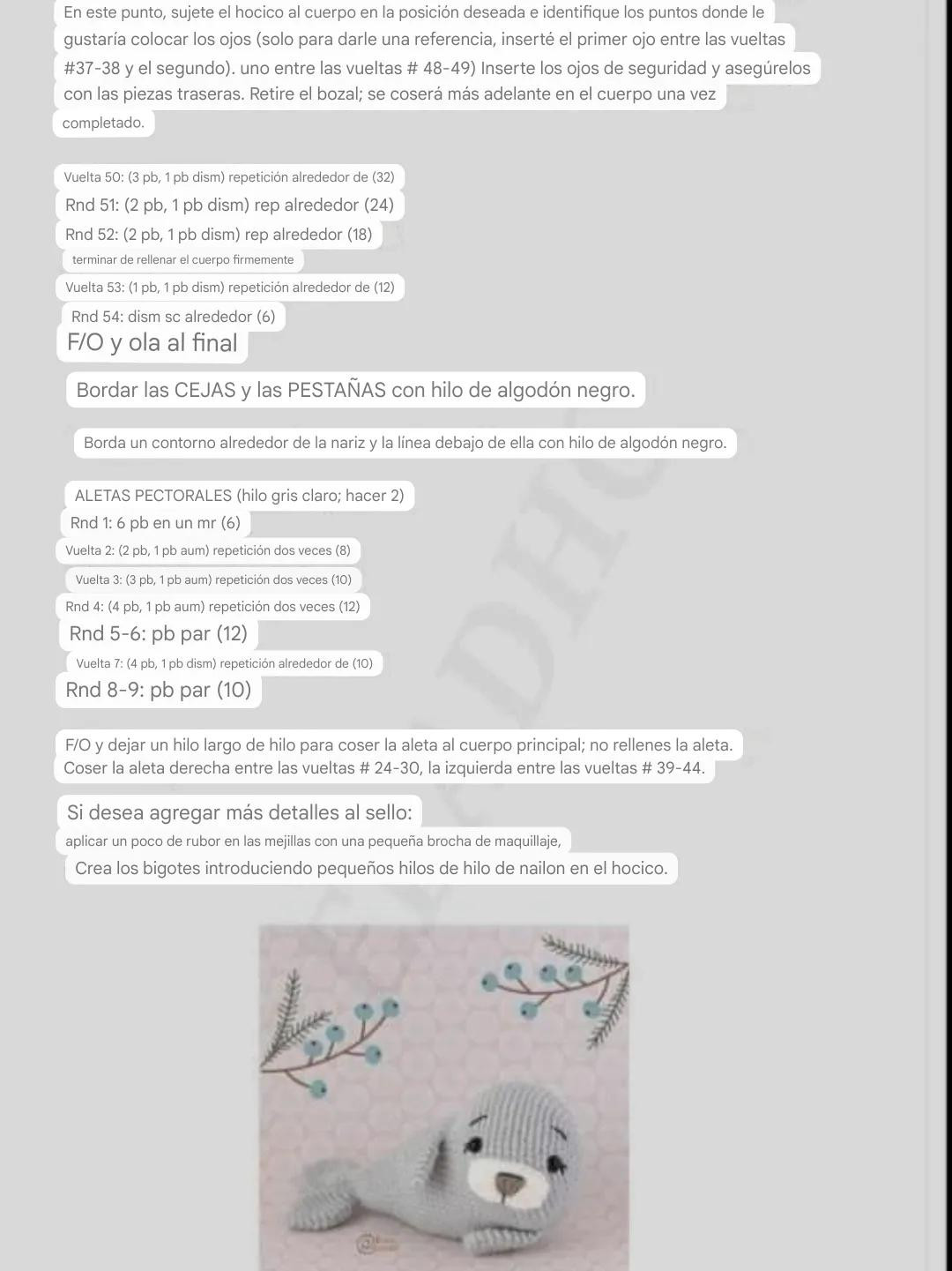 Patrón gratis para hacer foca gris amigurumi