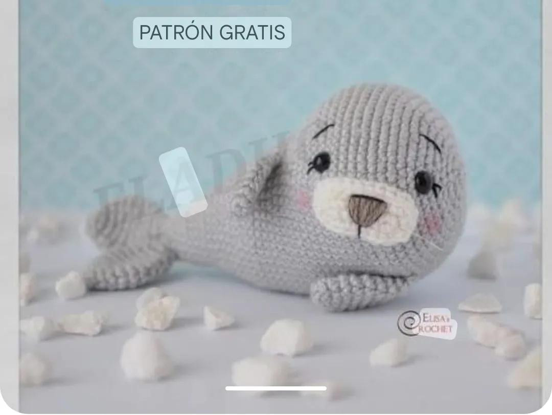Patrón gratis para hacer foca gris amigurumi