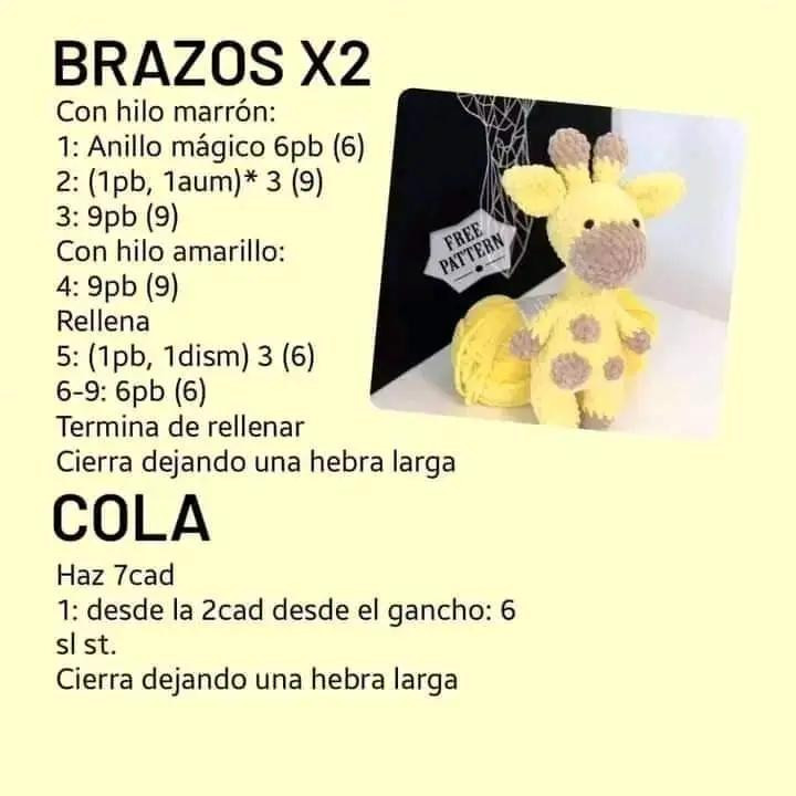 Patrón gratis para hacer jirafa amarilla amigurumi