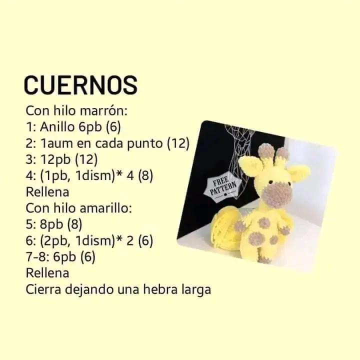 Patrón gratis para hacer jirafa amarilla amigurumi