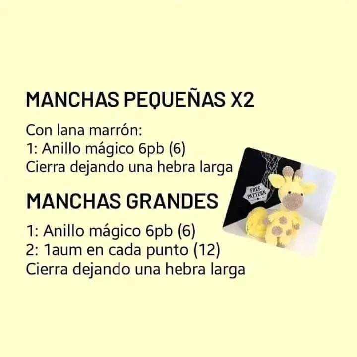 Patrón gratis para hacer jirafa amarilla amigurumi