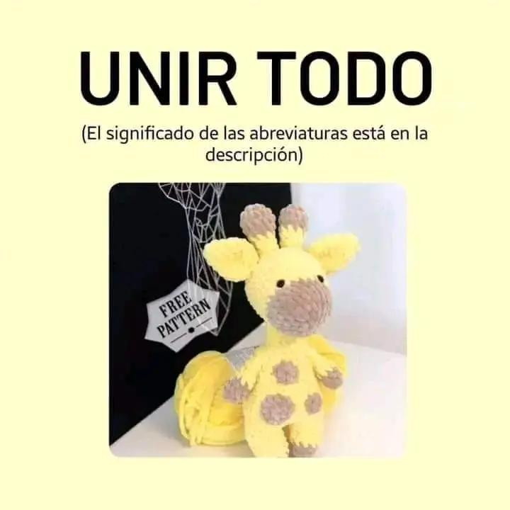 Patrón gratis para hacer jirafa amarilla amigurumi
