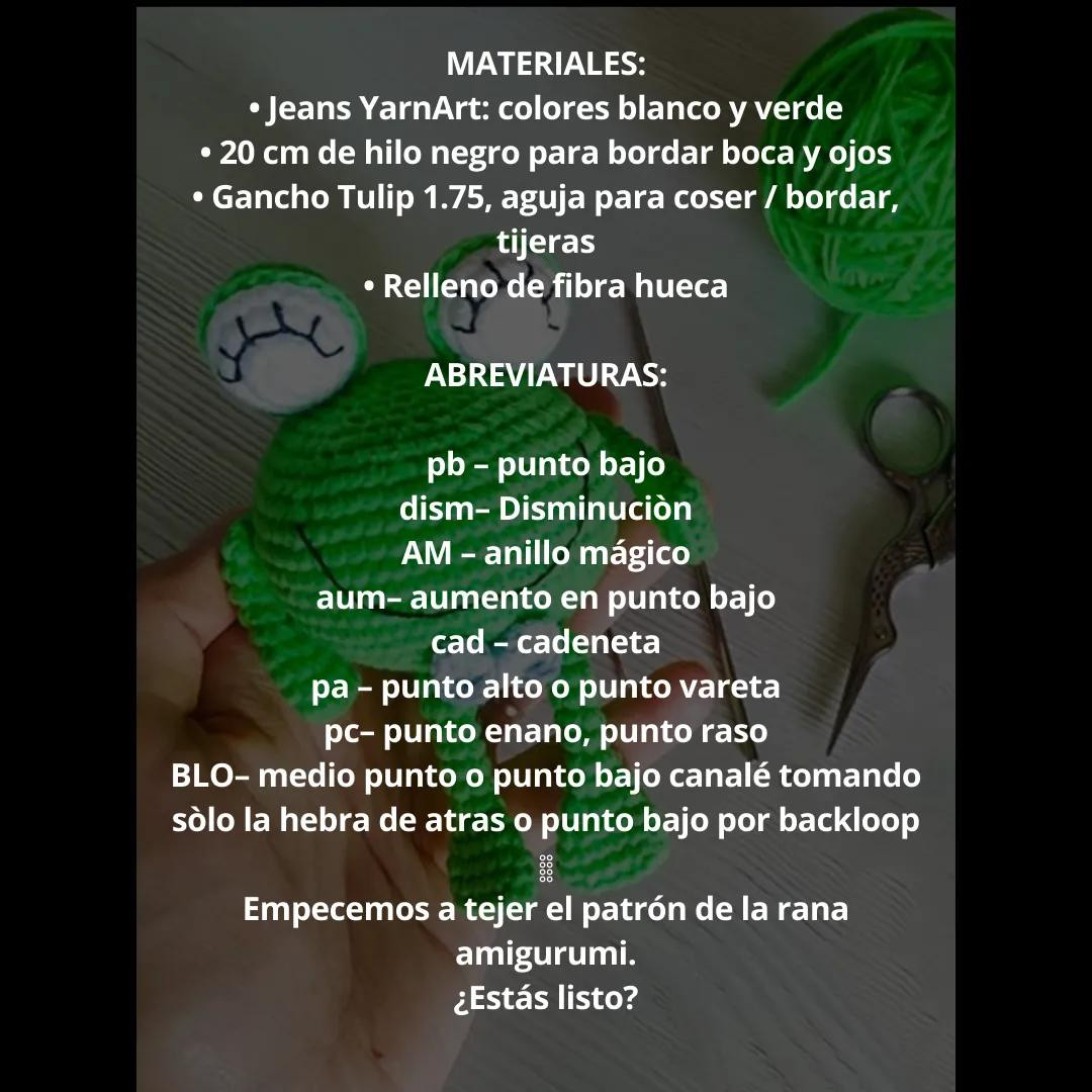 Patrón gratis para rana amigurumi verde con instrucciones paso a paso