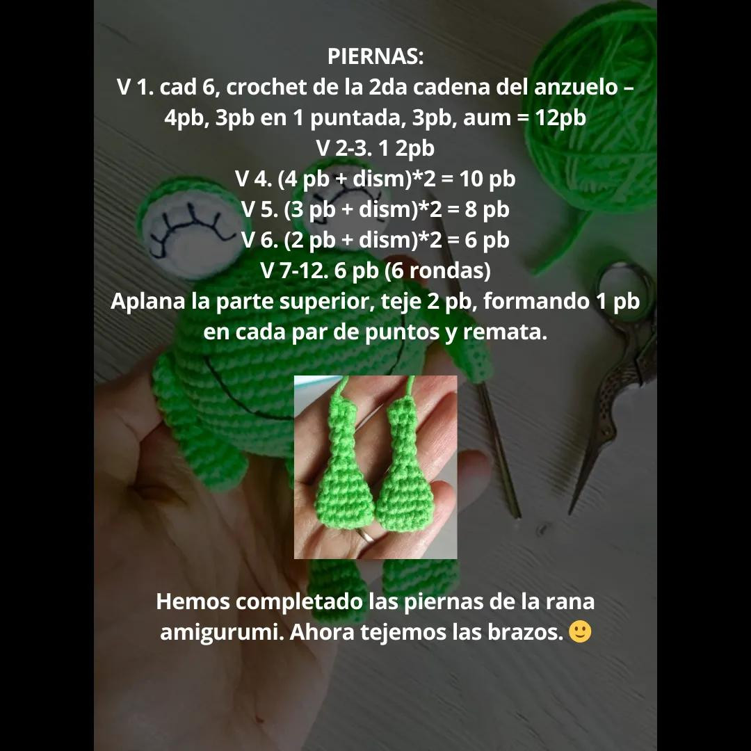 Patrón gratis para rana amigurumi verde con instrucciones paso a paso