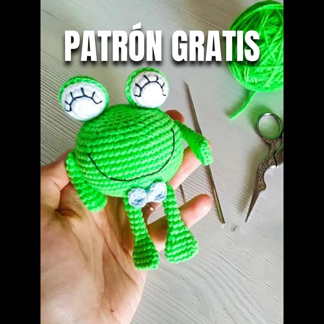 Patrón gratis para rana amigurumi verde con instrucciones paso a paso