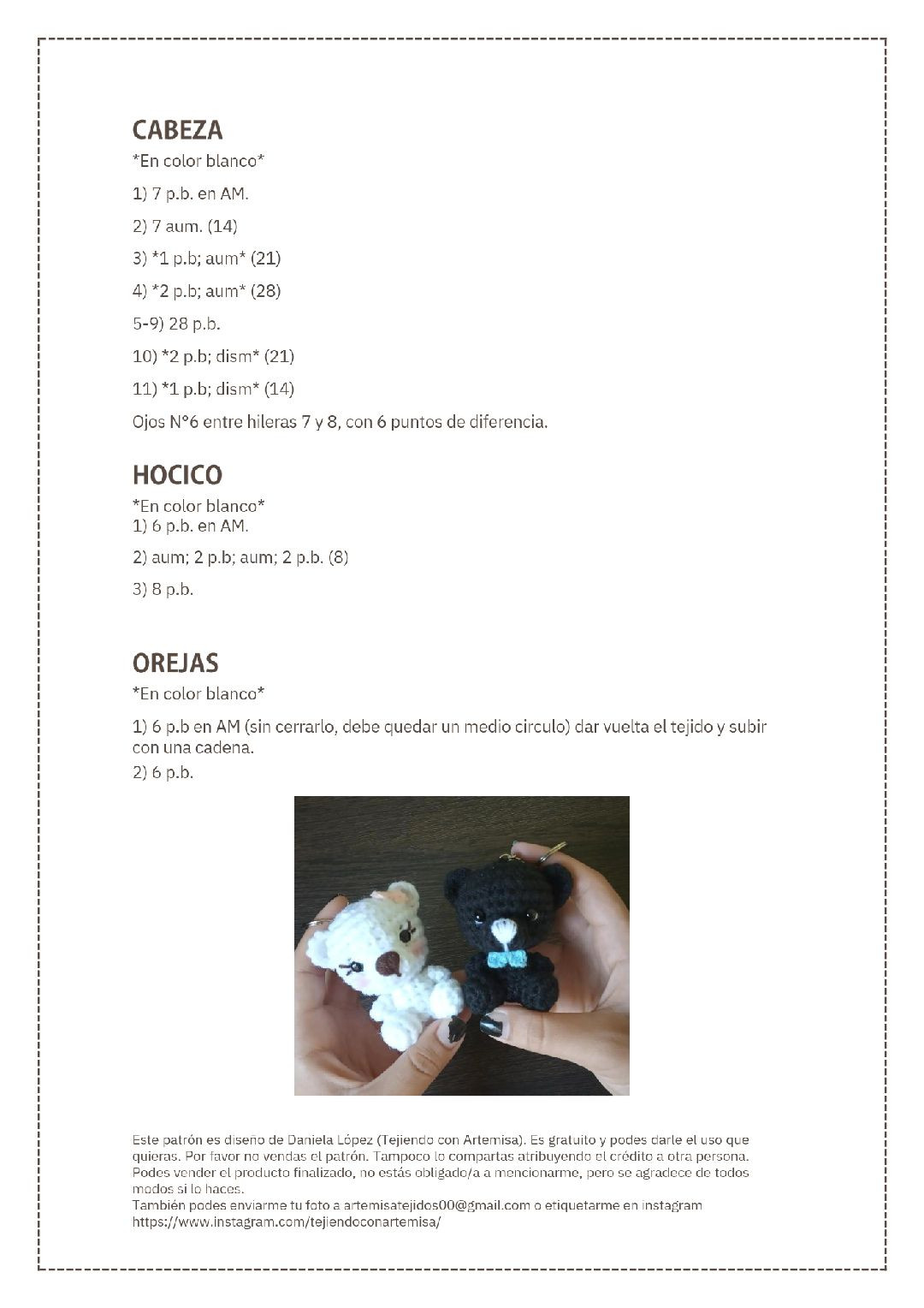 Patrón Gratis Pareja de Ositos Amigurumi