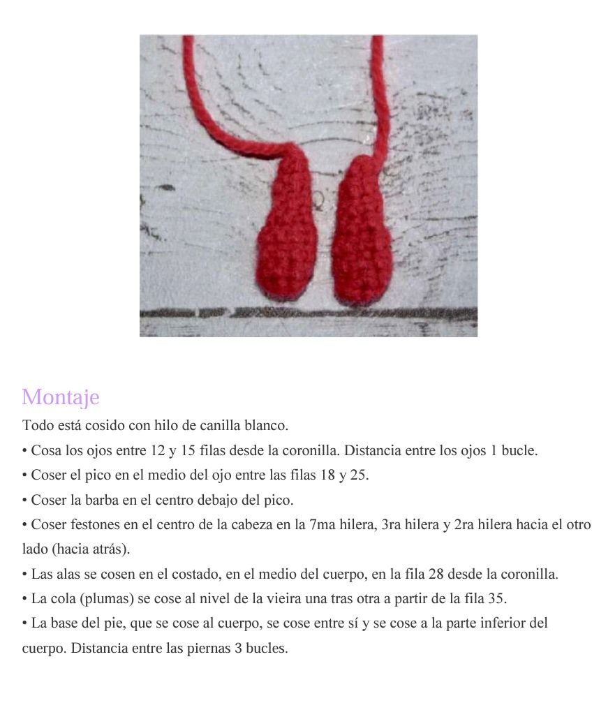 Patrón Gratis Paso a Paso de Pollo Amigurumi Blanco