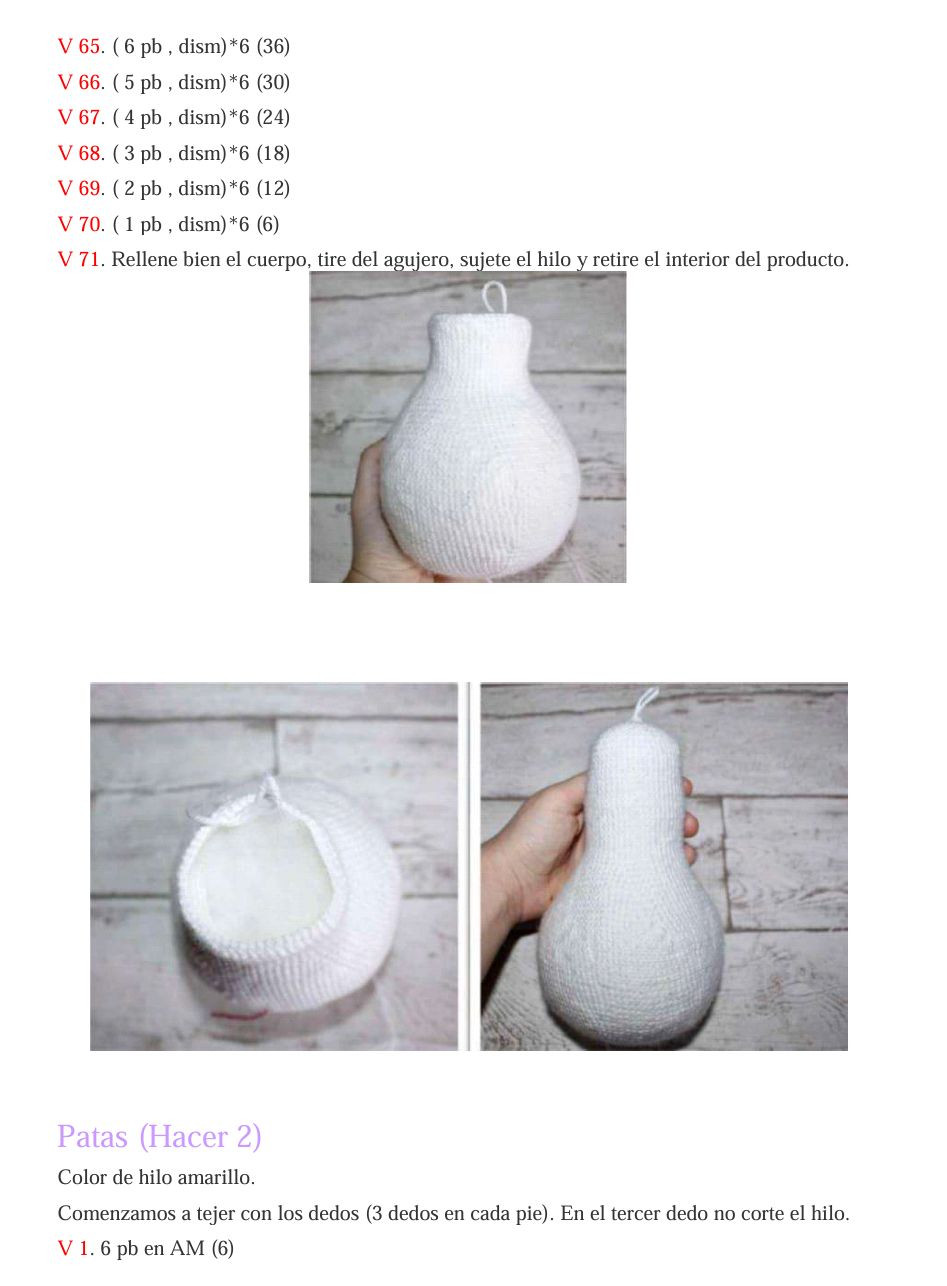 Patrón Gratis Paso a Paso de Pollo Amigurumi Blanco