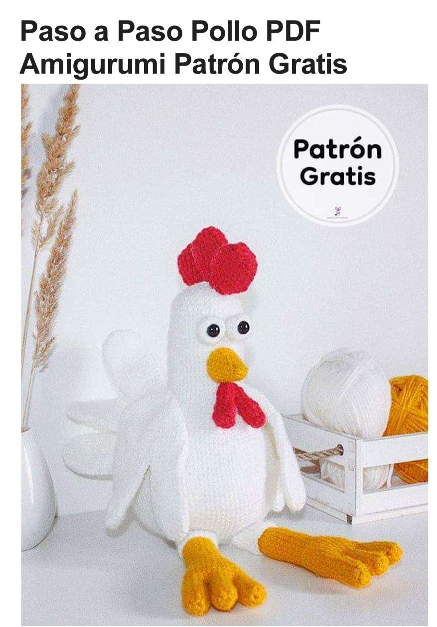 Patrón Gratis Paso a Paso de Pollo Amigurumi Blanco