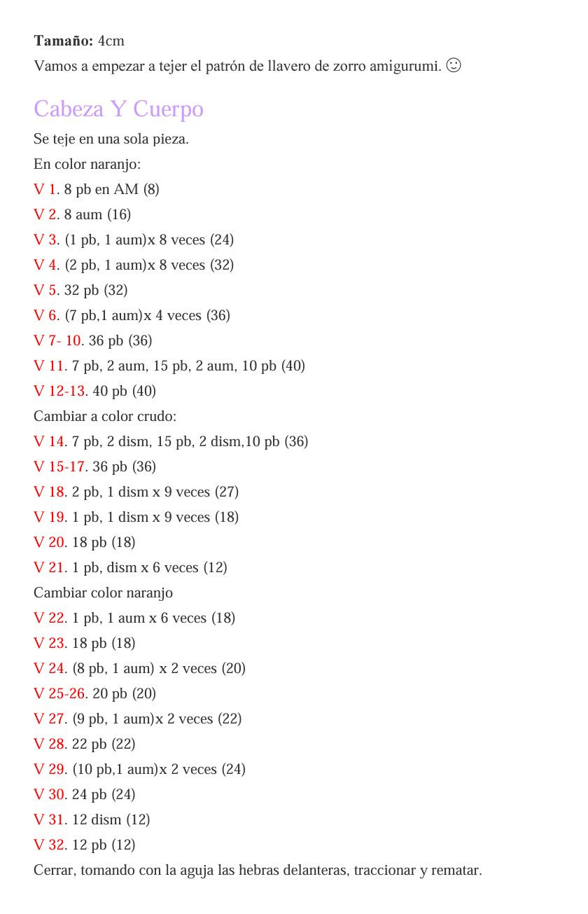 Patrón Gratis Paso a Paso Llavero Zorro Amigurumi