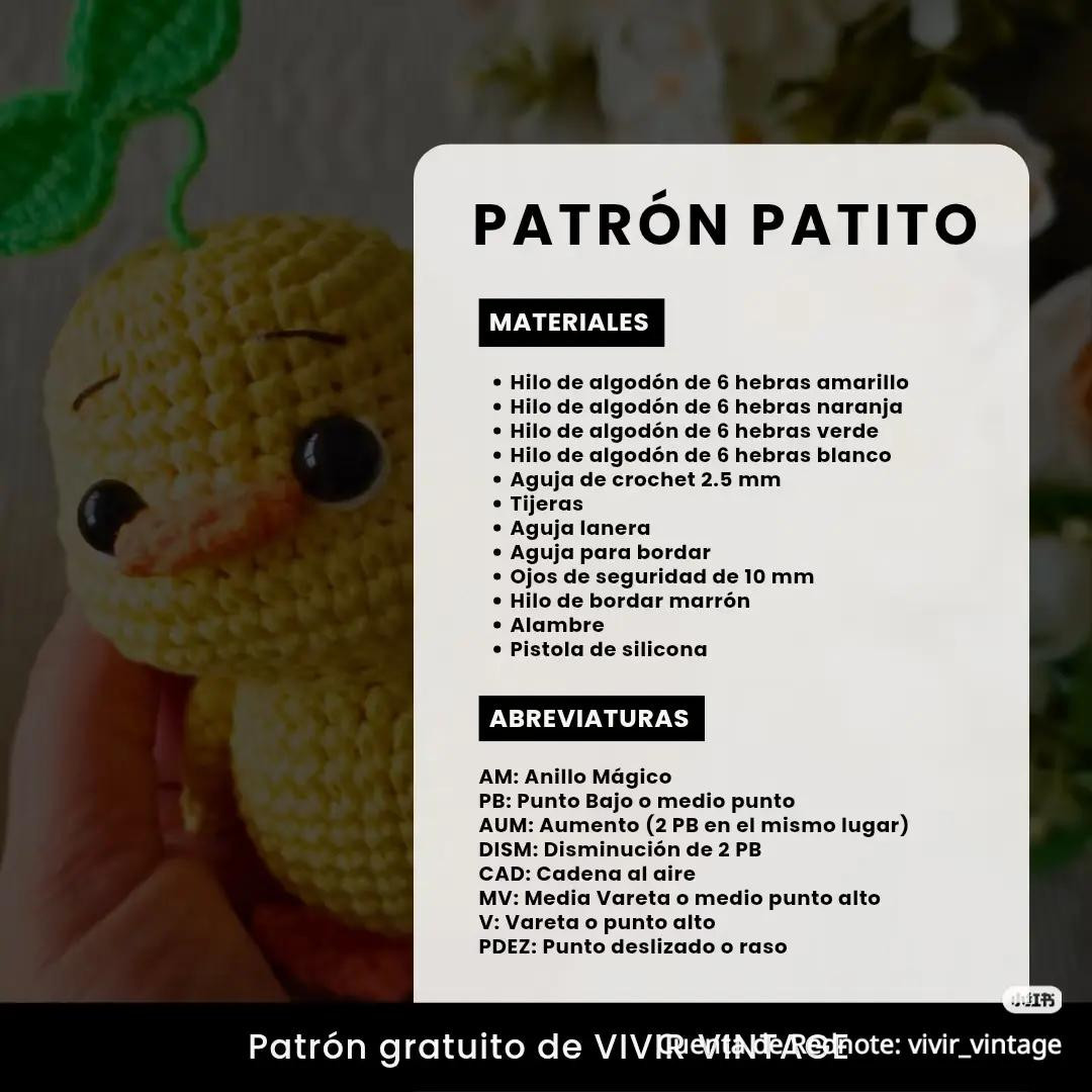 Patrón Gratis Patito Amarillo Móc Len