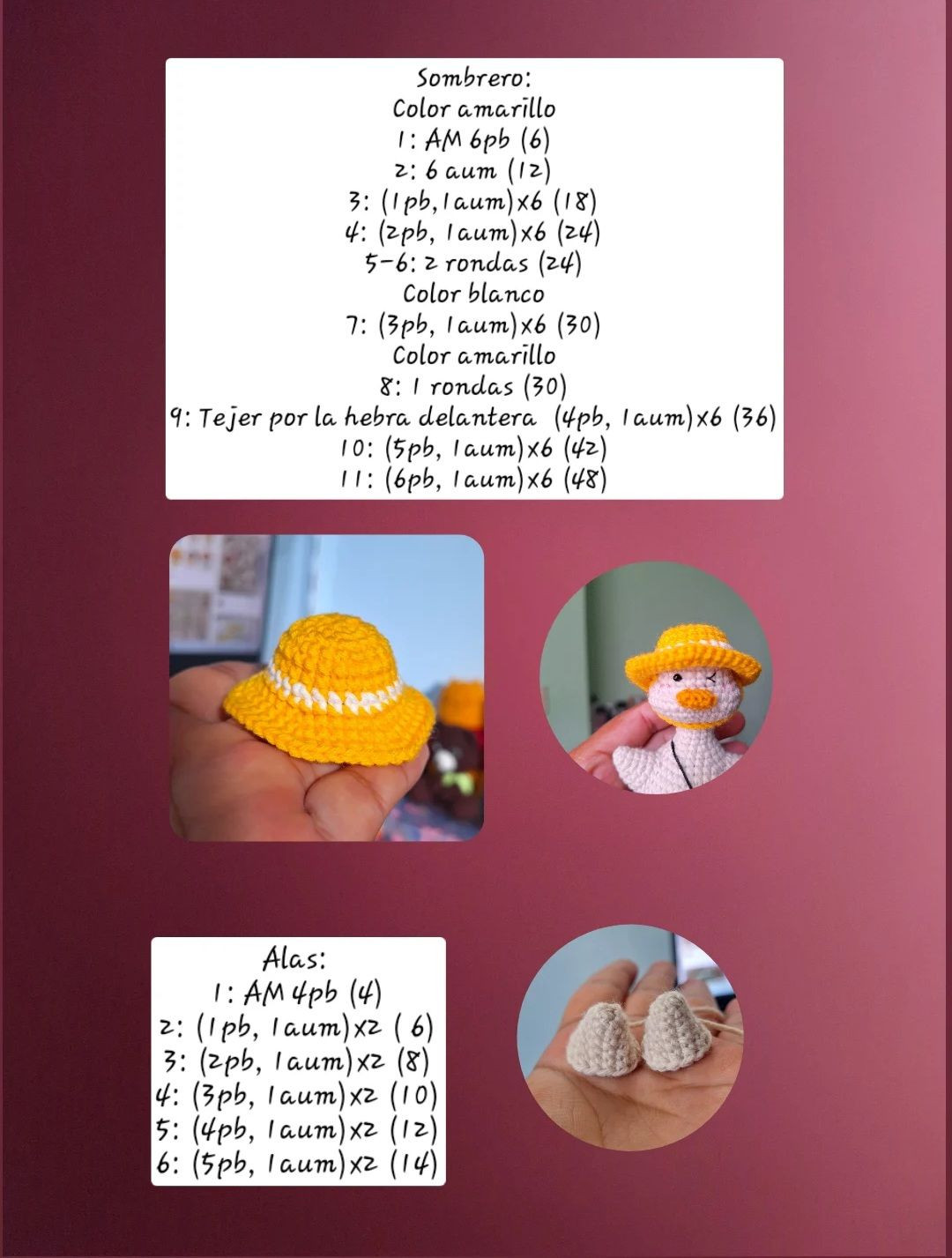 Patrón gratis Patito Amigurumi con bolso de fresa