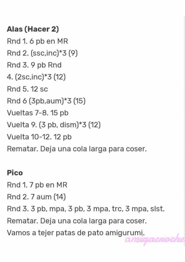 Patrón Gratis Patito Amigurumi Crochet