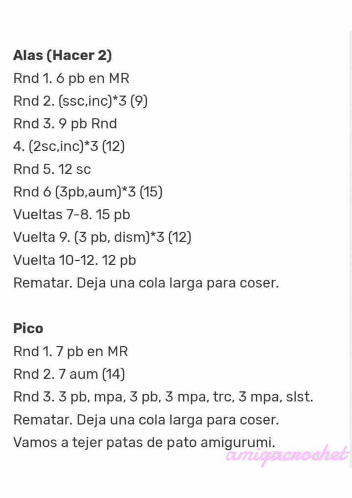 Patrón Gratis Patito Amigurumi Crochet